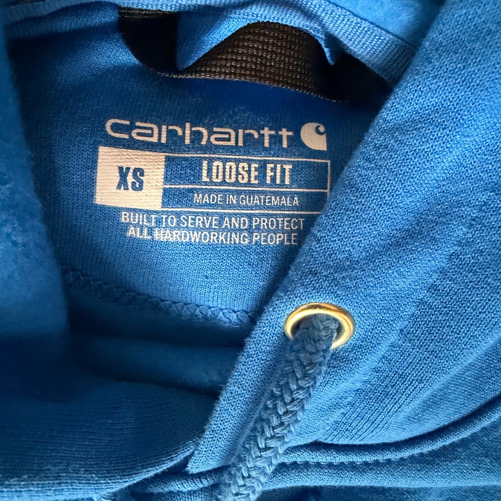 Men’s Blue  Carhartt hoodie  with Detroit on the sleeve